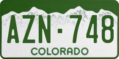 CO license plate AZN748