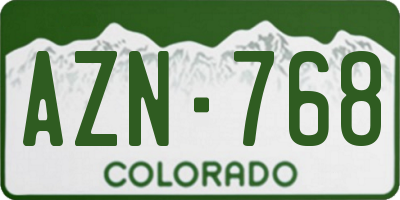 CO license plate AZN768