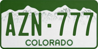 CO license plate AZN777