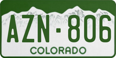 CO license plate AZN806