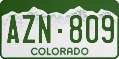CO license plate AZN809