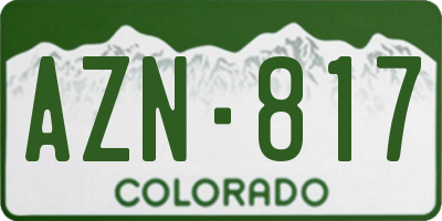 CO license plate AZN817