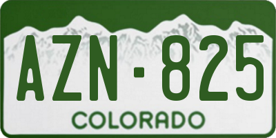 CO license plate AZN825