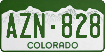 CO license plate AZN828