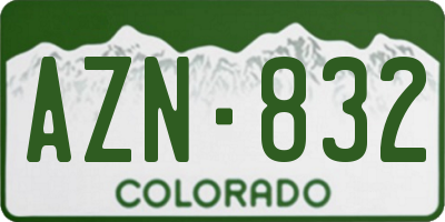 CO license plate AZN832