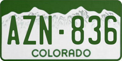 CO license plate AZN836