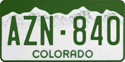 CO license plate AZN840