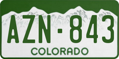 CO license plate AZN843