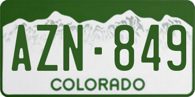 CO license plate AZN849