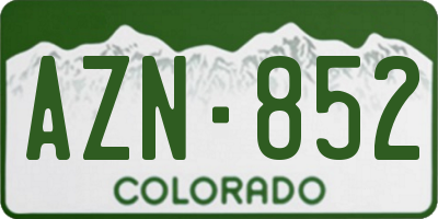 CO license plate AZN852