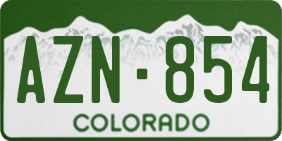 CO license plate AZN854