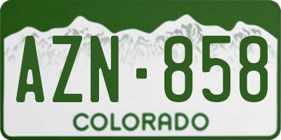 CO license plate AZN858