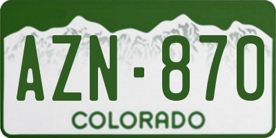 CO license plate AZN870