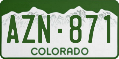 CO license plate AZN871
