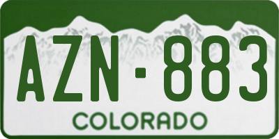 CO license plate AZN883