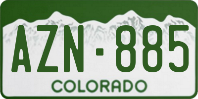 CO license plate AZN885