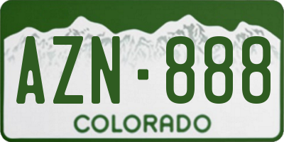 CO license plate AZN888