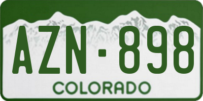 CO license plate AZN898
