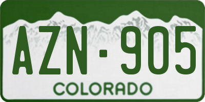 CO license plate AZN905