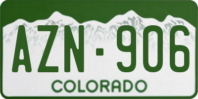 CO license plate AZN906