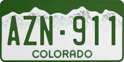 CO license plate AZN911