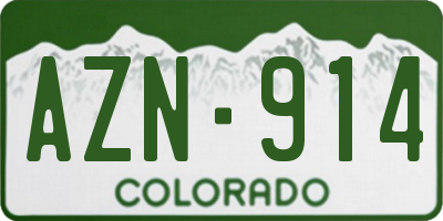 CO license plate AZN914