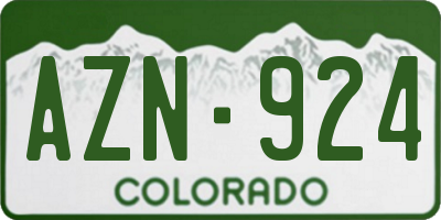 CO license plate AZN924