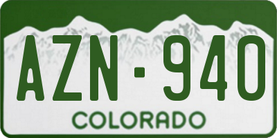 CO license plate AZN940