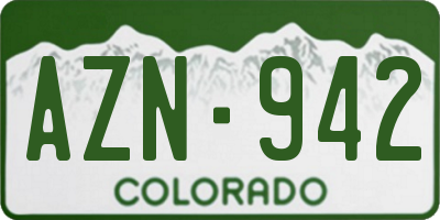 CO license plate AZN942