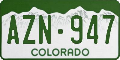CO license plate AZN947