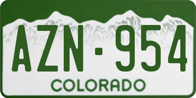 CO license plate AZN954