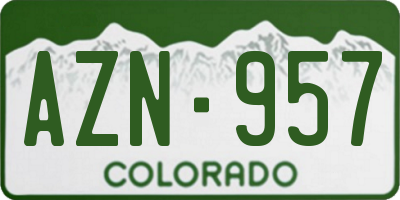 CO license plate AZN957
