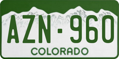 CO license plate AZN960