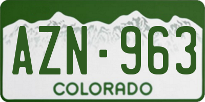 CO license plate AZN963