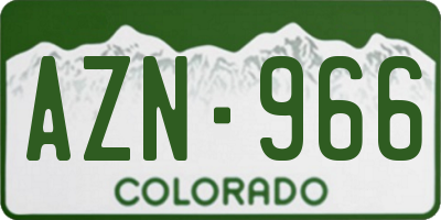 CO license plate AZN966