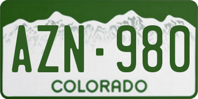 CO license plate AZN980