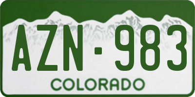 CO license plate AZN983