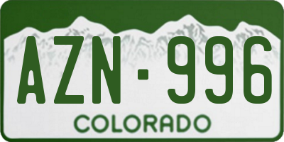 CO license plate AZN996