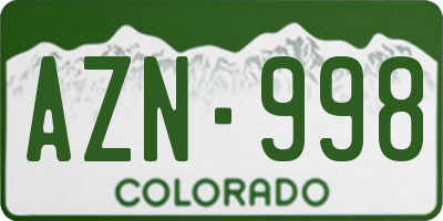 CO license plate AZN998