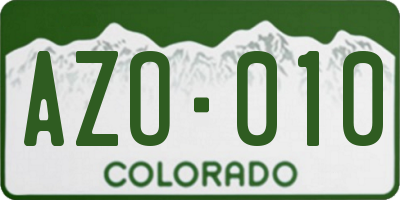 CO license plate AZO010