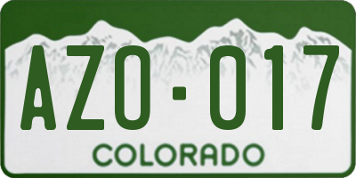 CO license plate AZO017