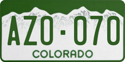 CO license plate AZO070