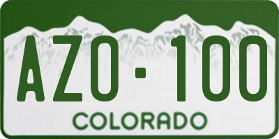 CO license plate AZO100