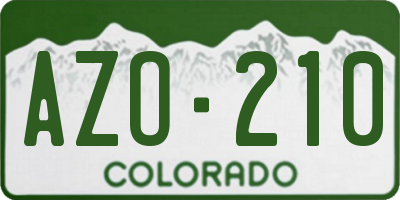 CO license plate AZO210