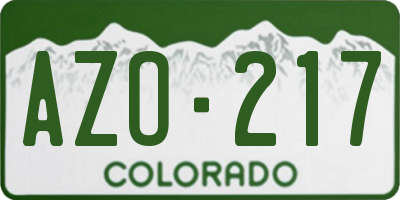 CO license plate AZO217
