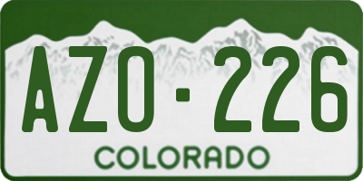 CO license plate AZO226
