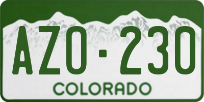 CO license plate AZO230