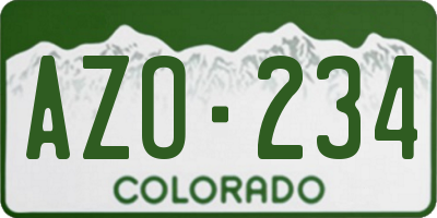 CO license plate AZO234