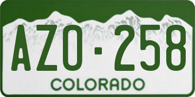 CO license plate AZO258