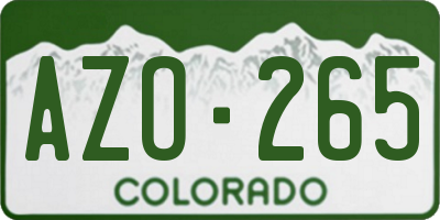 CO license plate AZO265